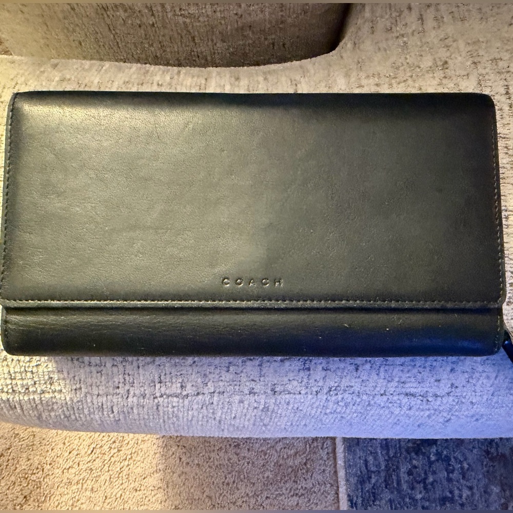 Coach Vintage Black Continental Wallet 7.5x4.25 Glove Tanned Leather EUC &Dusty - Picture 2 of 14